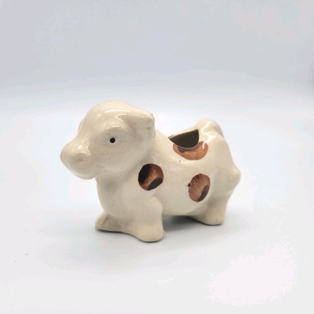 Vintage Ceramic spotted Cow Toothpick Holder Mini Planter Air Planter japan MCM